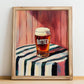 Bitter – on Striped Tablecloth, English Beer Wall Art, no-text version framed in wood