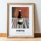 Porter – on Striped Tablecloth, English Beer Wall Decor, in wooden frame leaning on the floor