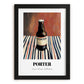 Porter – on Striped Tablecloth, English Beer Wall Decor, in sleek black frame