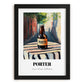 Porter – English Urban Café Scene, English Beer Poster, in sleek black frame