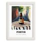 Porter – English Urban Café Scene, English Beer Poster, placed in minimal white frame