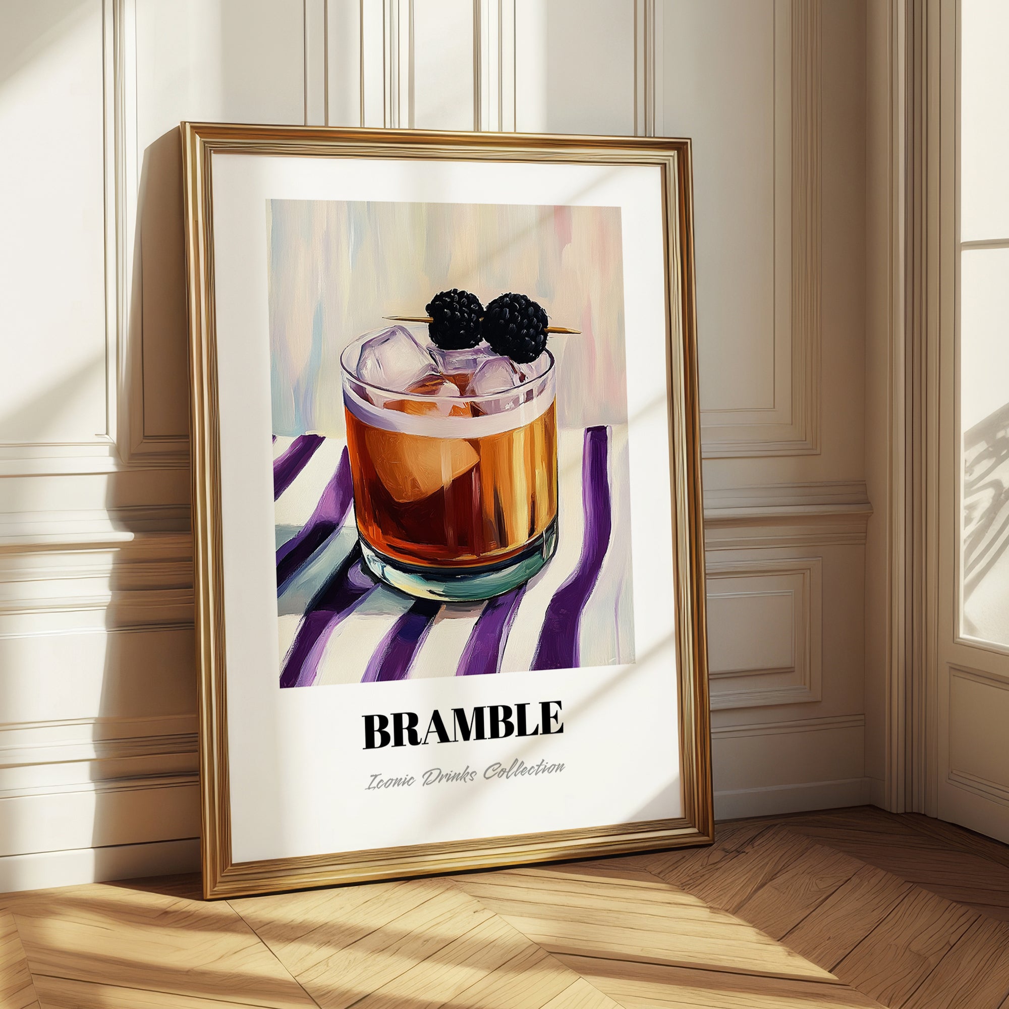 Bramble – on Striped Tablecloth, English Cocktail Wall Decor