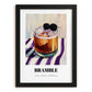 Bramble – on Striped Tablecloth, English Cocktail Wall Decor, in sleek black frame