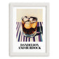 Dandelion And Burdock – on Striped Tablecloth, English Beverage Wall Print, placed in minimal white frame