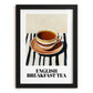 English Breakfast Tea – on Striped Tablecloth, English Tea Still Life, in sleek black frame