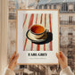 Earl Grey – on Striped Tablecloth, English Tea Still Life, styled in a charming Paris street view
