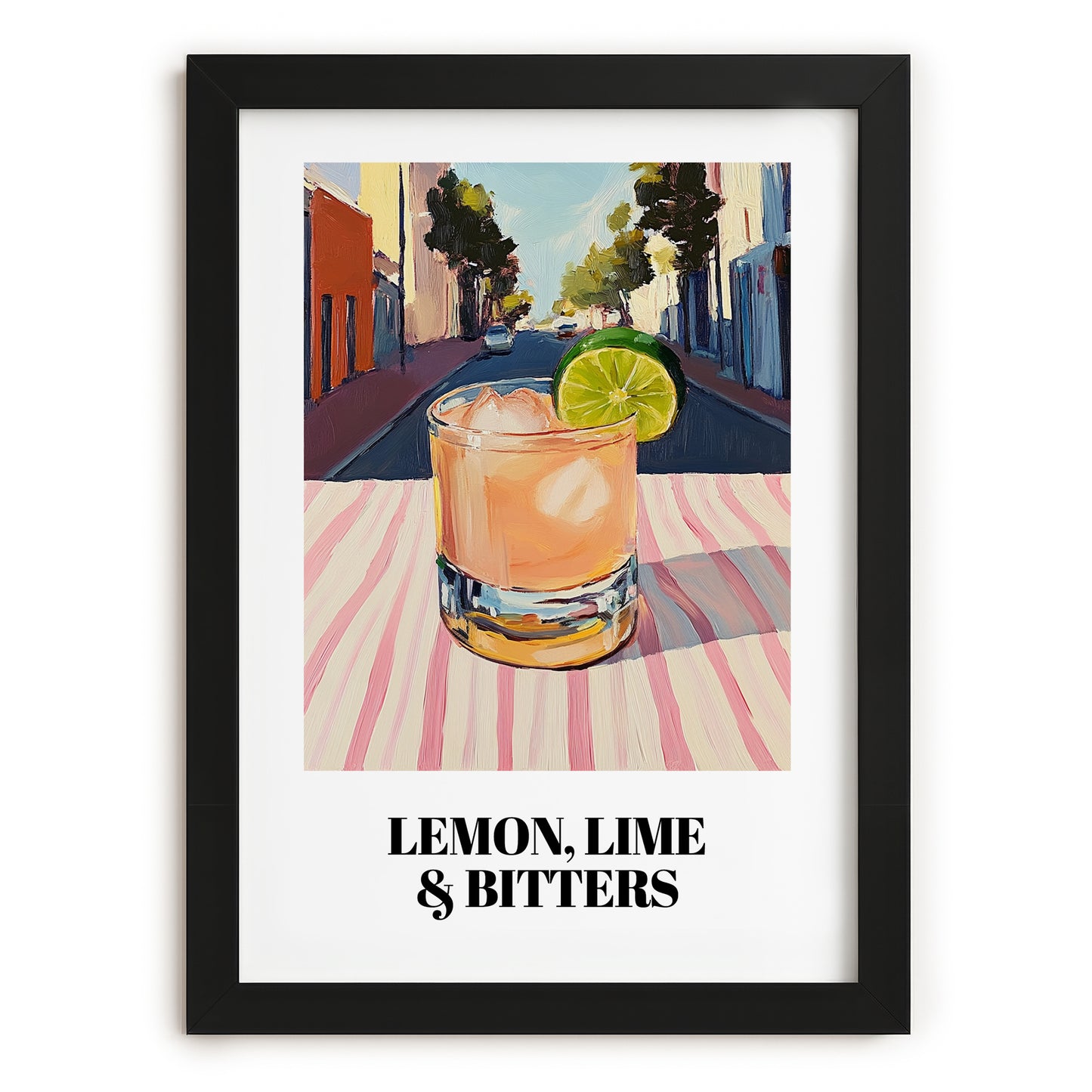 LemonLime & Bitters – Australian Outdoor Café Scene, Australian Beverage Wall Print, in sleek black frame