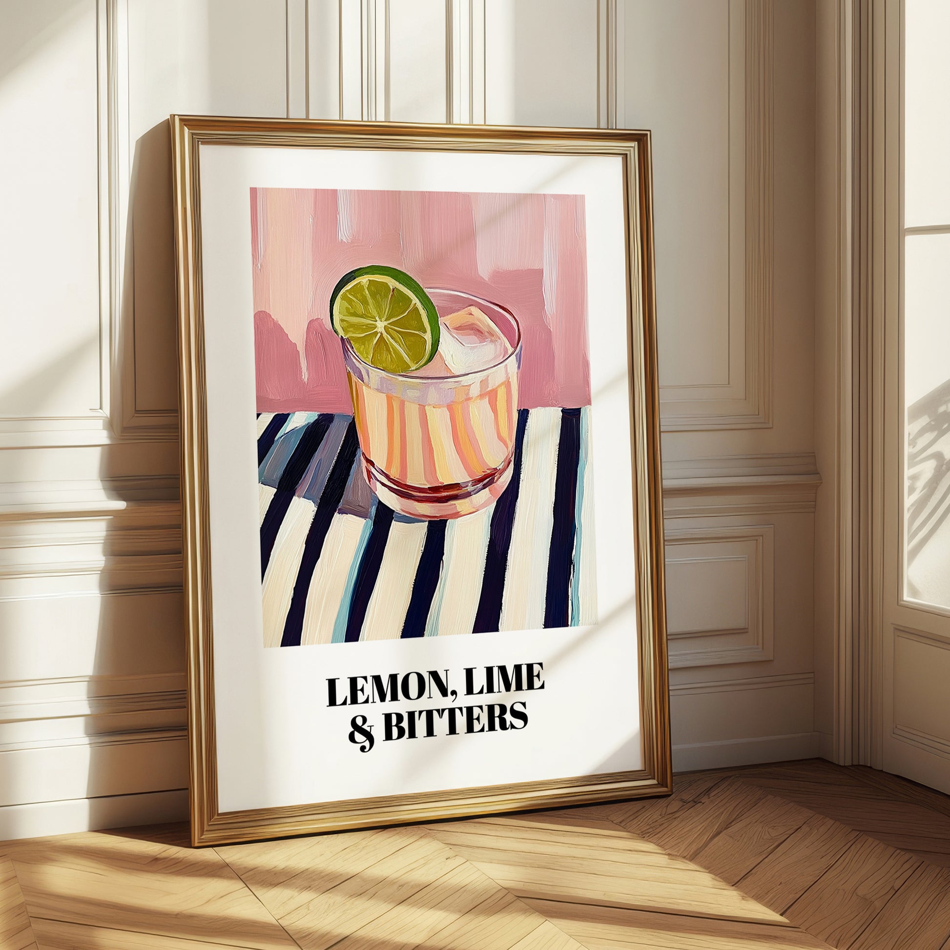 LemonLime & Bitters – on Striped Tablecloth, Australian Beverage Painting