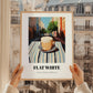 Flat White – Australian Street Café Scene, Australian Coffee Wall Decor, styled in a charming Paris street view