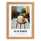Flat White – Australian Street Café Scene, Australian Coffee Wall Decor, set in oak frame