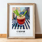 Caesar – Canadian Outdoor Café Scene, Canadian Cocktail Print, in wooden frame leaning on the floor