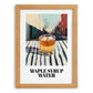 Maple Syrup Water – Canadian Urban Café Scene, Canadian Cocktail Illustration, set in oak frame