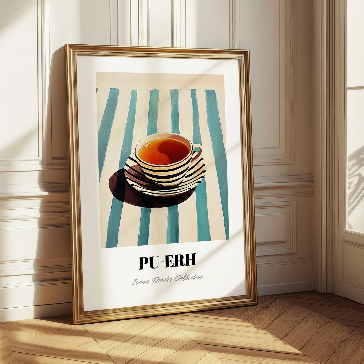 Baijiu – on Striped Tablecloth, Chinese Beverage Poster