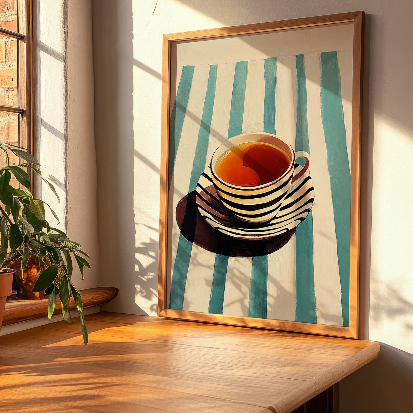 Baijiu – on Striped Tablecloth, Chinese Beverage Poster, clean layout with no caption