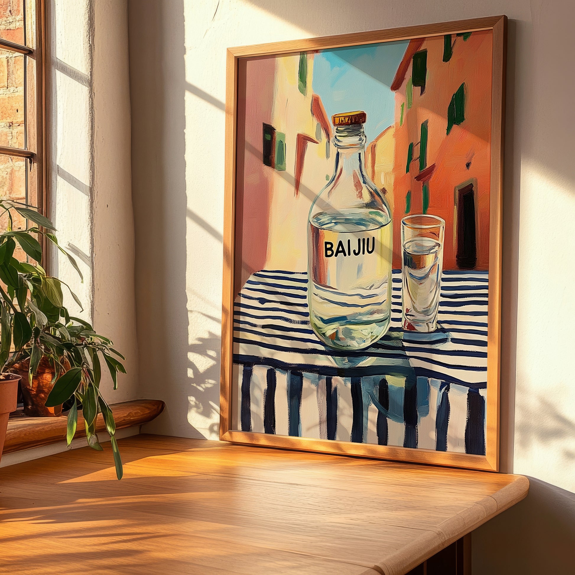 Pu-erh Tea – Chinese Urban Café Scene, Chinese Tea Poster, clean layout with no caption