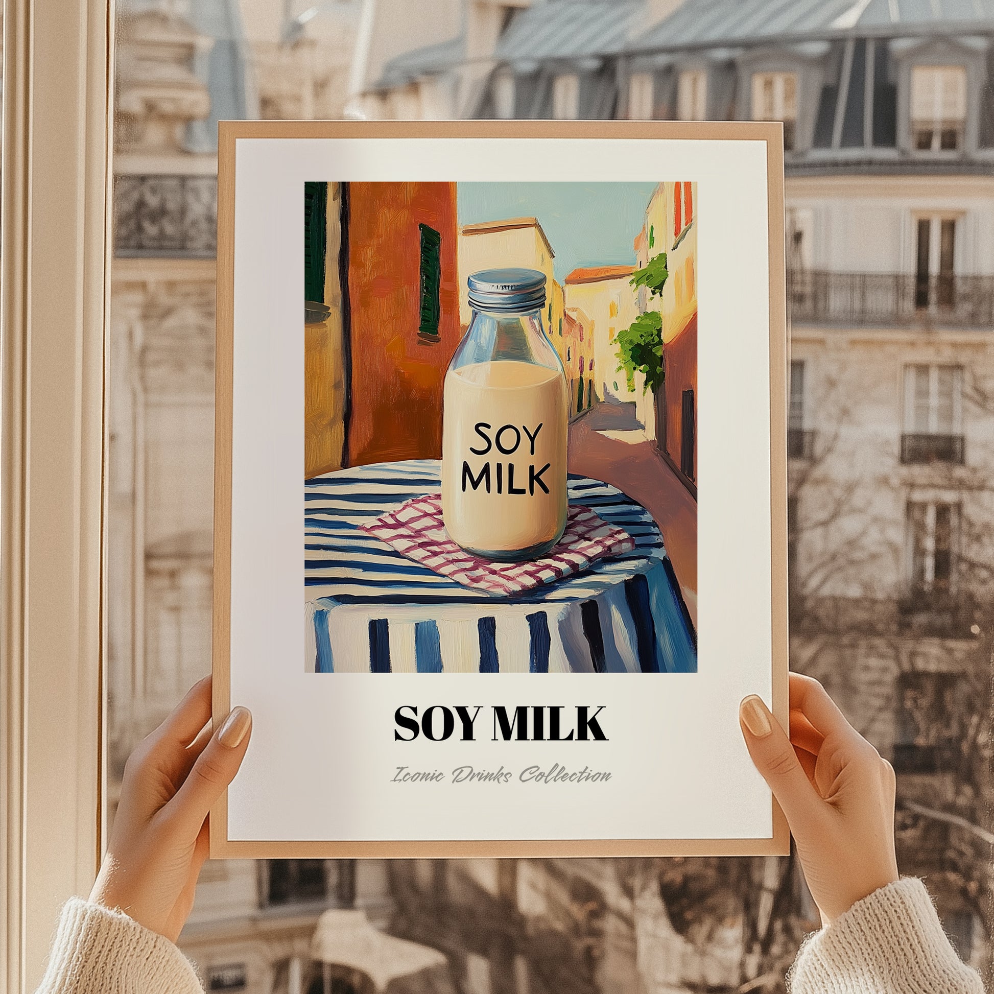 Soy Milk – Chinese Outdoor Café Scene, Chinese Spirit Wall Art, styled in a charming Paris street view