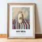 Soy Milk – on Striped Tablecloth, Chinese Beverage Illustration, in wooden frame leaning on the floor