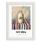 Soy Milk – on Striped Tablecloth, Chinese Beverage Illustration, placed in minimal white frame