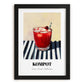 Kompot – on Striped Tablecloth, Polish Beverage Wall Decor, in sleek black frame