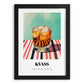 Kvass – on Striped Tablecloth, Polish Beverage Illustration, in sleek black frame