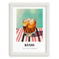 Kvass – on Striped Tablecloth, Polish Beverage Illustration, placed in minimal white frame