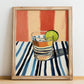 Cachaça – on Striped Tablecloth, Brazilian Beverage Wall Decor, no-text version framed in wood