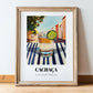 Cachaça – Brazilian Café on the Corner, Brazilian Spirit Print, in wooden frame leaning on the floor