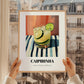 Caipirinha – on Striped Tablecloth, Brazilian Spirit Print, styled in a charming Paris street view