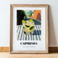Caipirinha – Brazilian Outdoor Café Scene, Brazilian Cocktail Wall Art, in wooden frame leaning on the floor