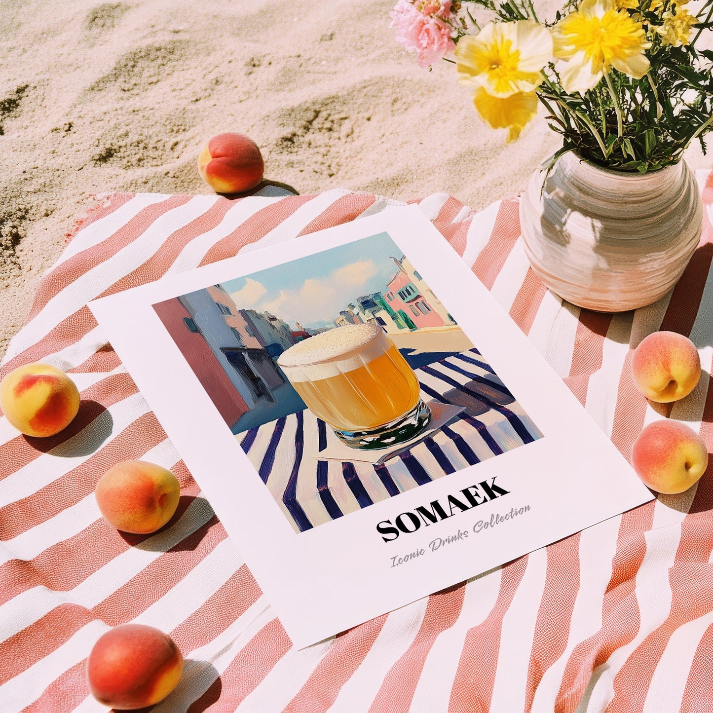 Somaek – Korean Café on the Corner, Korean Spirit Painting, unframed on coastal sand