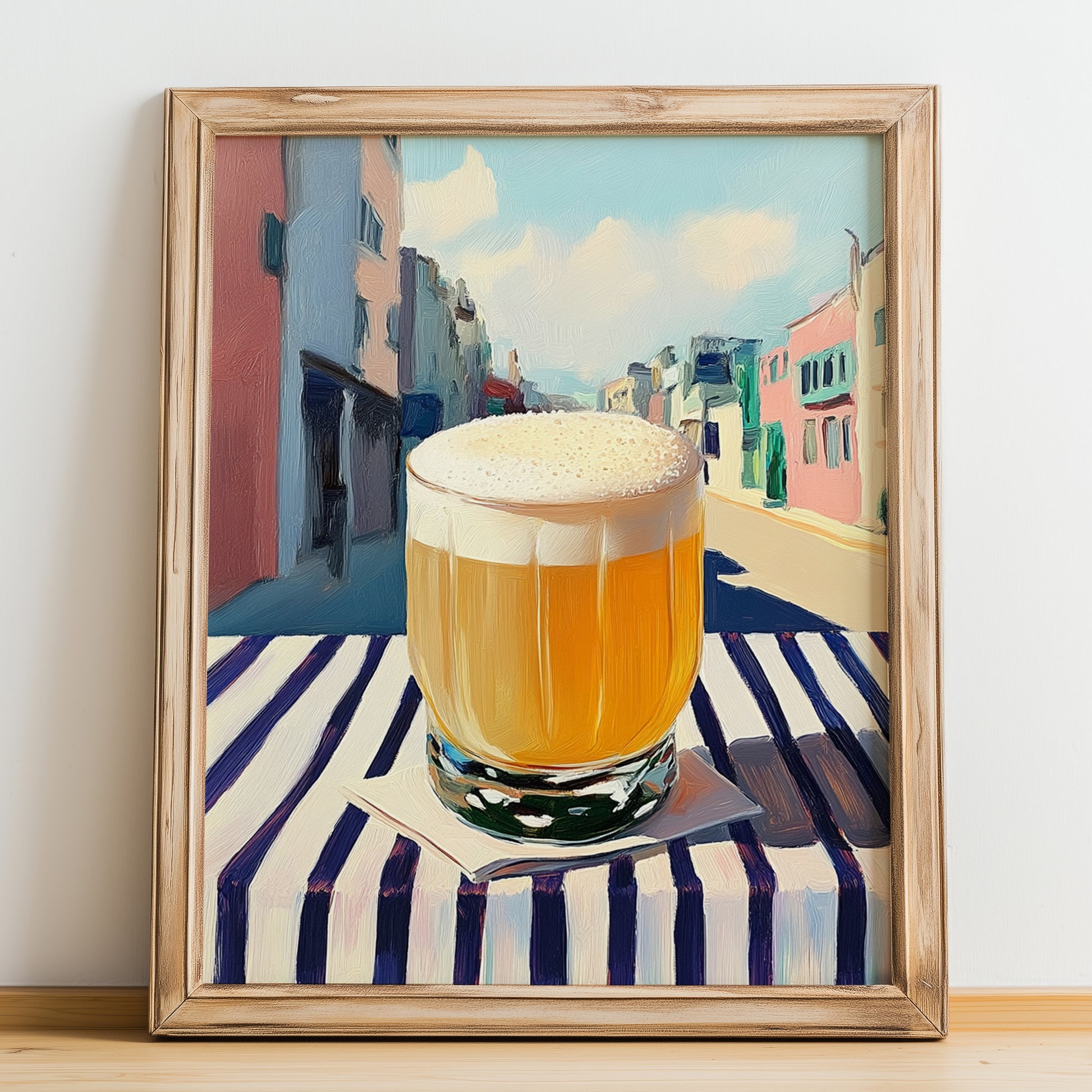 Somaek – Korean Café on the Corner, Korean Spirit Painting, no-text version framed in wood