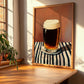Černé Pivo – on Striped Tablecloth, Czech Beer Wall Art, clean layout with no caption