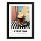 Černé Pivo – Czech Outdoor Café Scene, Czech Spirit Wall Print, in sleek black frame