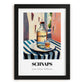 Schnaps – Austrian Outdoor Café Scene, Austrian Spirit Painting, in sleek black frame