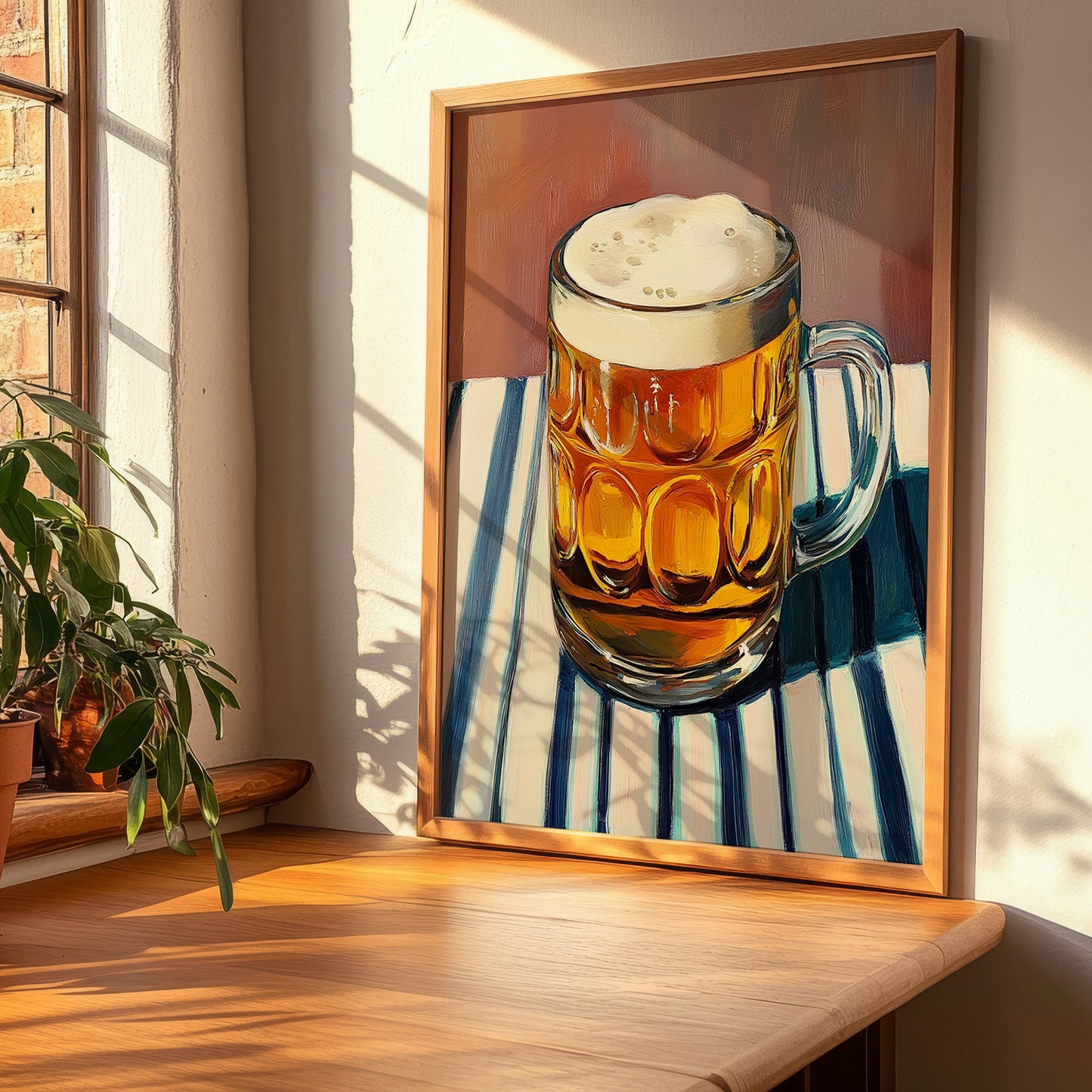 Märzen – on Striped Tablecloth, Austrian Beer Wall Decor, clean layout with no caption