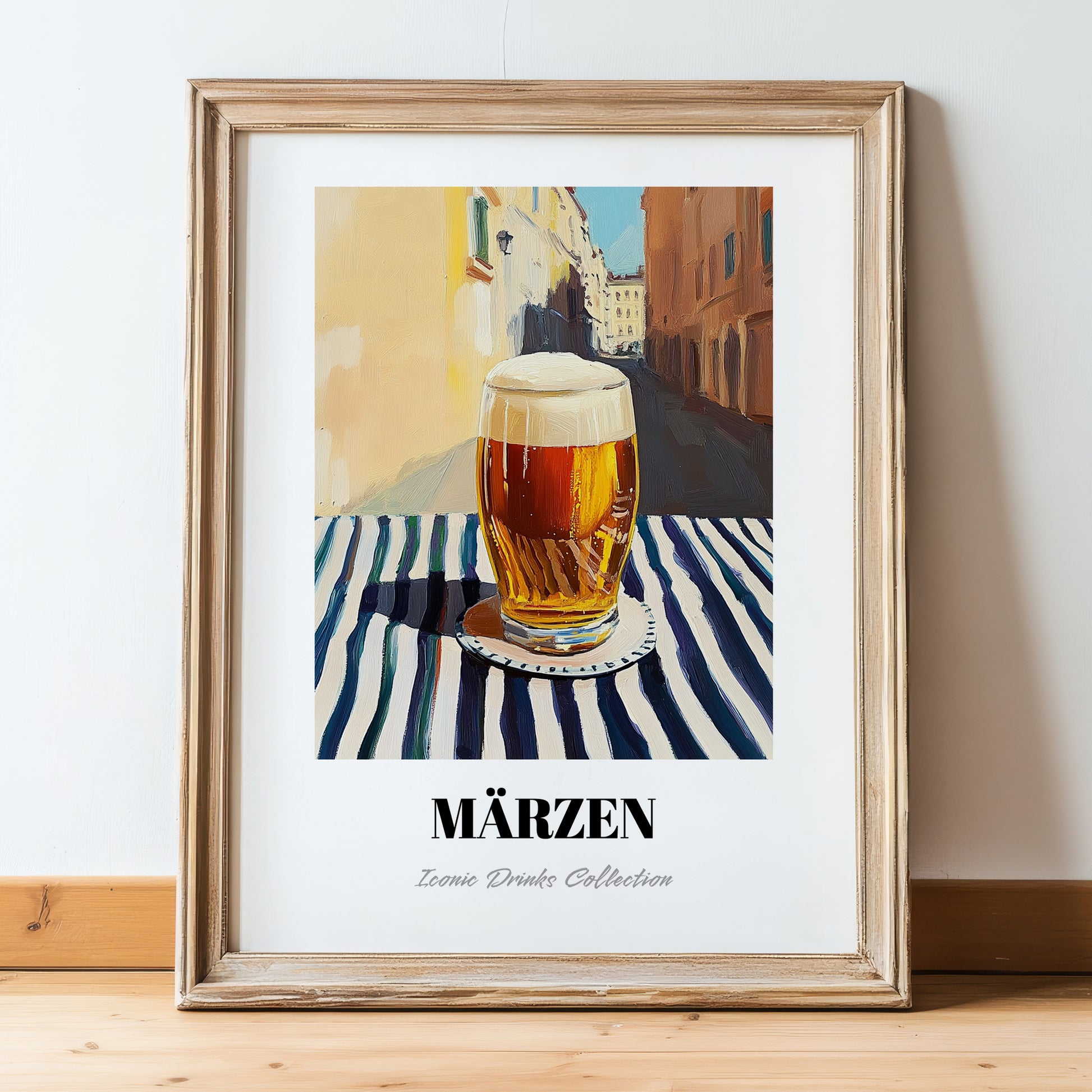 Märzen – Austrian Café on the Corner, Austrian Spirit Wall Decor, in wooden frame leaning on the floor