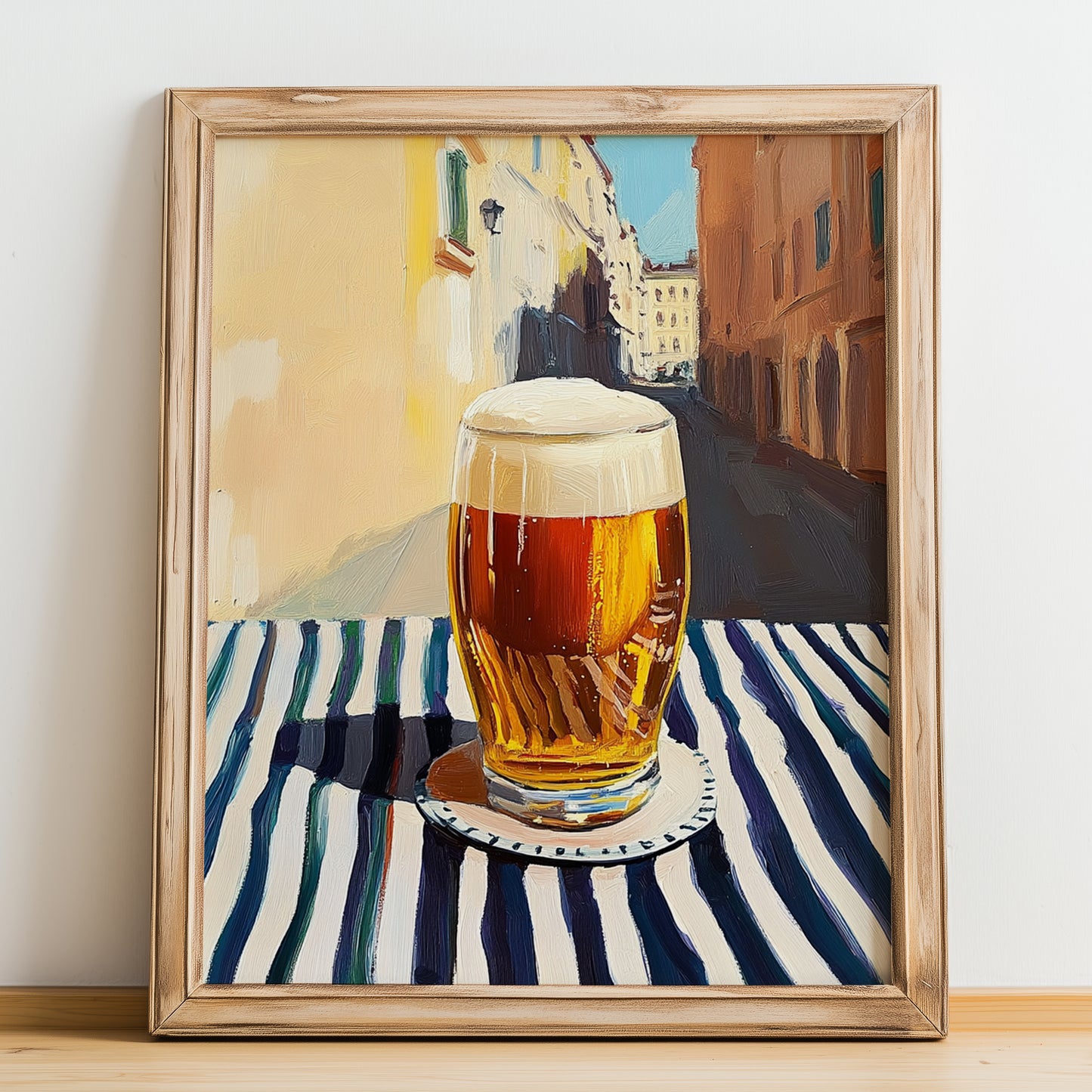 Märzen – Austrian Café on the Corner, Austrian Spirit Wall Decor, no-text version framed in wood