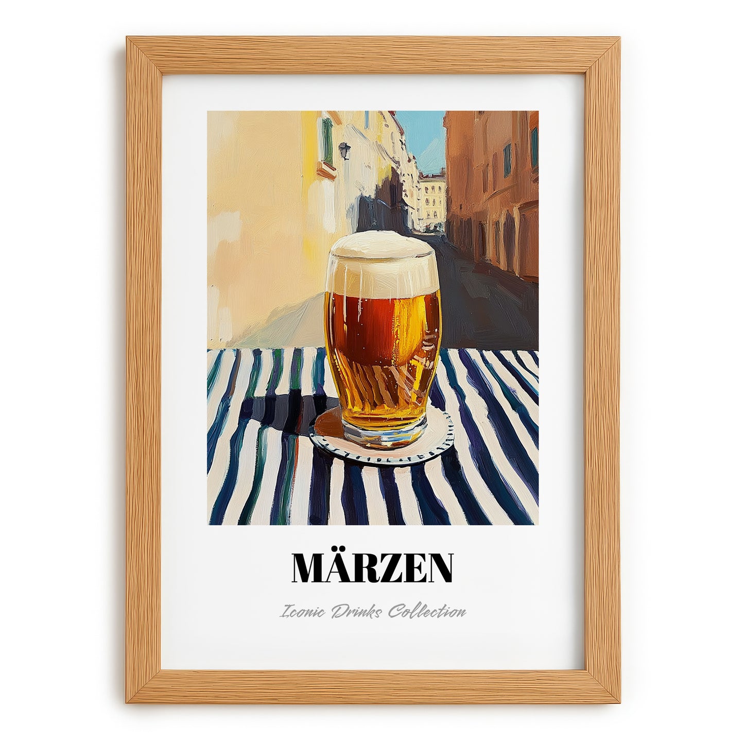 Märzen – Austrian Café on the Corner, Austrian Spirit Wall Decor, set in oak frame