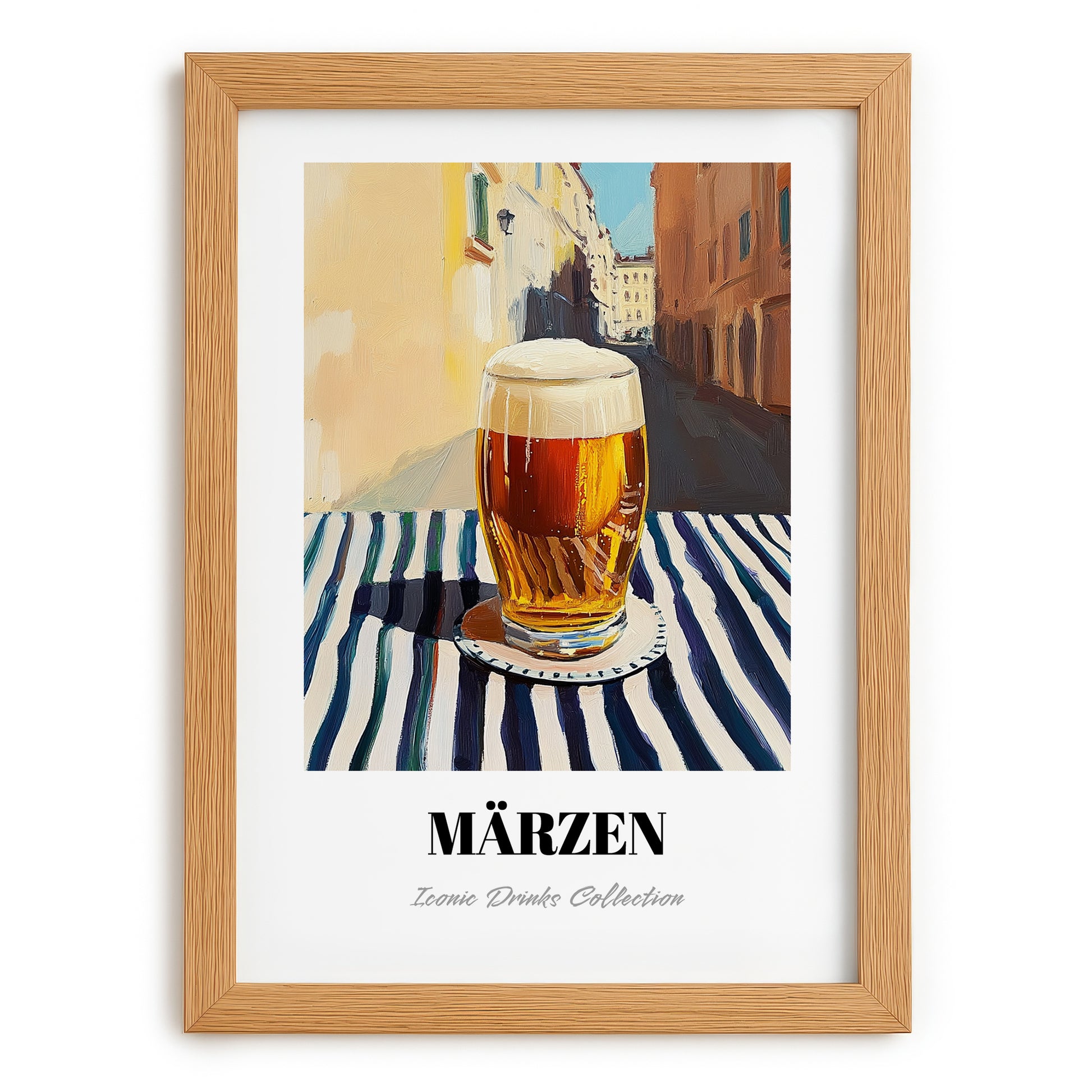 Märzen – Austrian Café on the Corner, Austrian Spirit Wall Decor, set in oak frame