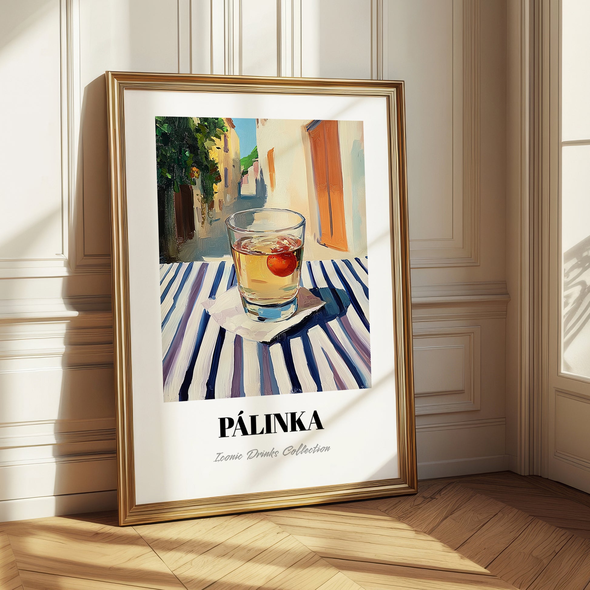 Pálinka – Hungarian Outdoor Café Scene, Hungarian Spirit Illustration