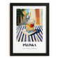 Pálinka – Hungarian Outdoor Café Scene, Hungarian Spirit Illustration, in sleek black frame