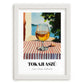 Tokaji Aszú – Hungarian Street Café Scene, Hungarian Wine Wall Decor, placed in minimal white frame