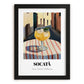 Socată – Romanian Street Café Scene, Romanian Beverage Print, in sleek black frame