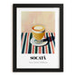 Socată – on Striped Tablecloth, Romanian Spirit Still Life, in sleek black frame