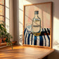 Akvavit – on Striped Tablecloth, Danish Spirit Wall Print, clean layout with no caption