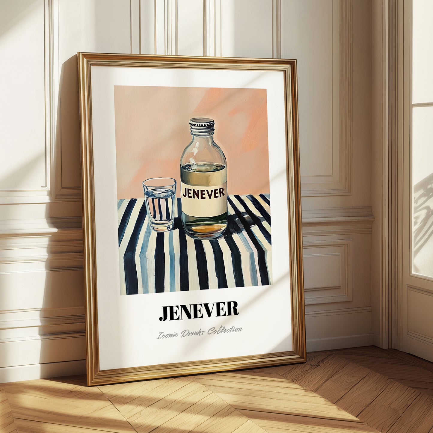 Jenever – on Striped Tablecloth, Dutch Beer Wall Decor