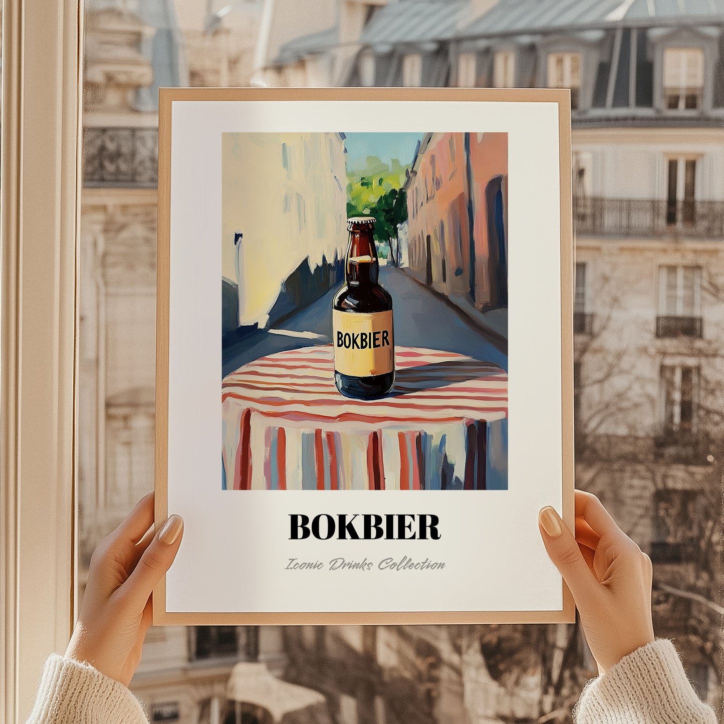 Bokbier – Dutch Street Café Scene, Dutch Beer Still Life, styled in a charming Paris street view