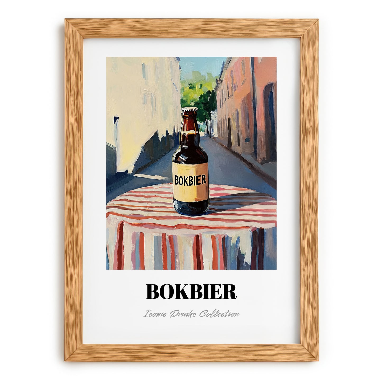 Bokbier – Dutch Street Café Scene, Dutch Beer Still Life, set in oak frame