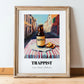 Trappist – Belgian Street Café Scene, Belgian Beer Poster, in wooden frame leaning on the floor