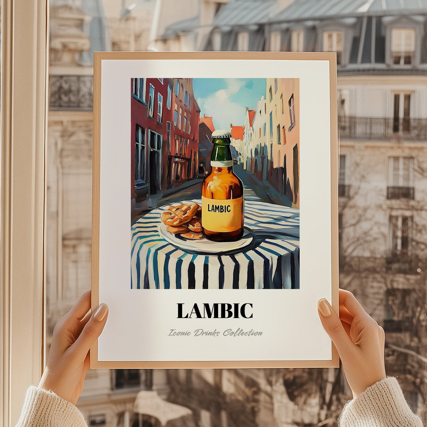 Lambic – Belgian Urban Café Scene, Belgian Coffee Print, styled in a charming Paris street view